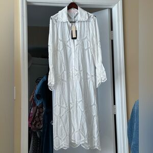Valerie Khalfon Manteau white Long Dulce dress Retail $475
